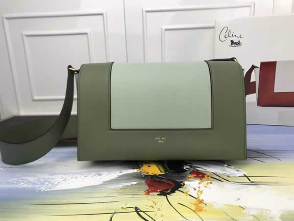 Fake Celine Frame Color Matching Green & Blue Shoulder Bag Messenger Bag 180263